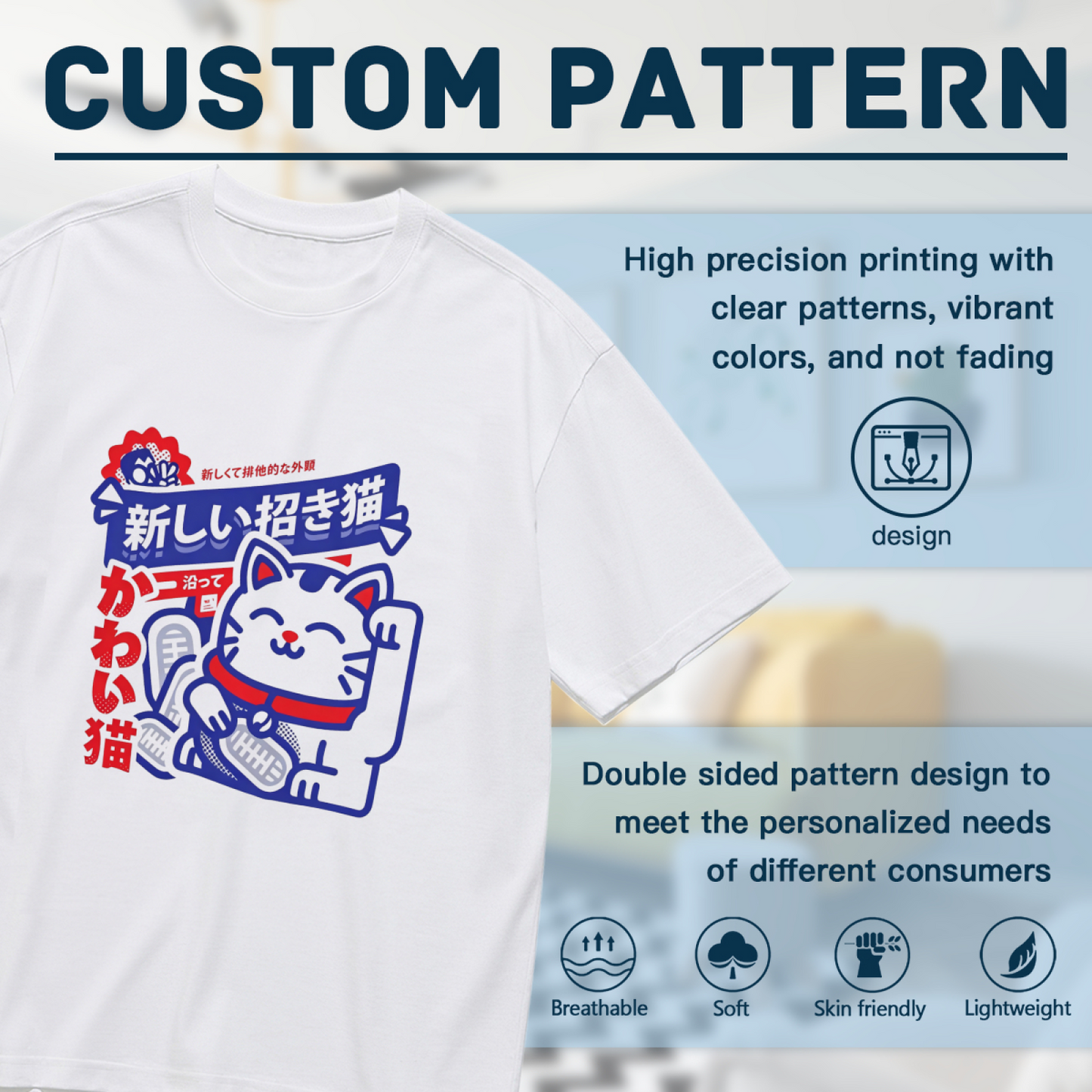 Japanese Retro Maneki Neko Lucky Cat Graphic Tee