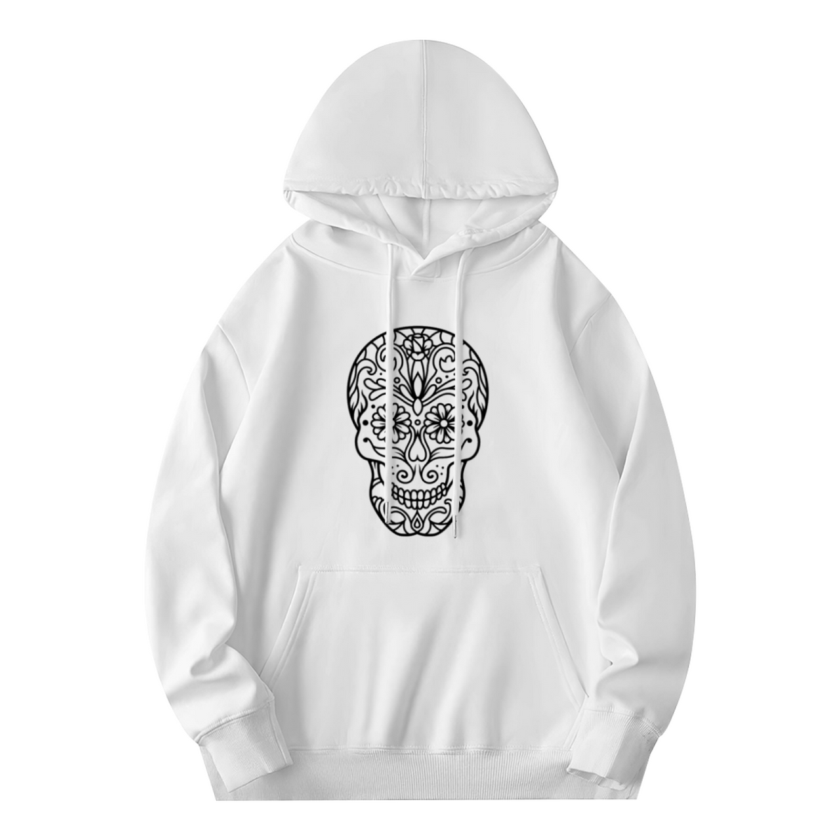 Sugar Skull Day Of The Dead White Hoodie For Men Women, Fluffy Comfort Wear