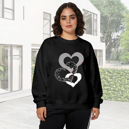 Punk Rivet Multi?Layer Heart Graphic Crewneck Sweatshirt