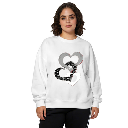 Punk Rivet Multi?Layer Heart Graphic Crewneck Sweatshirt