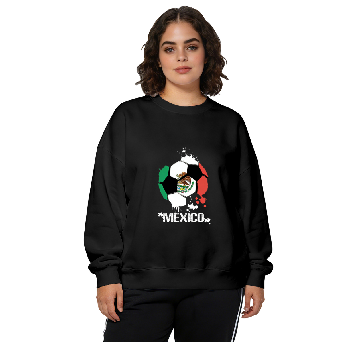 Mexico Soccer Splash Paint National Pride Crewneck Sweatshirt