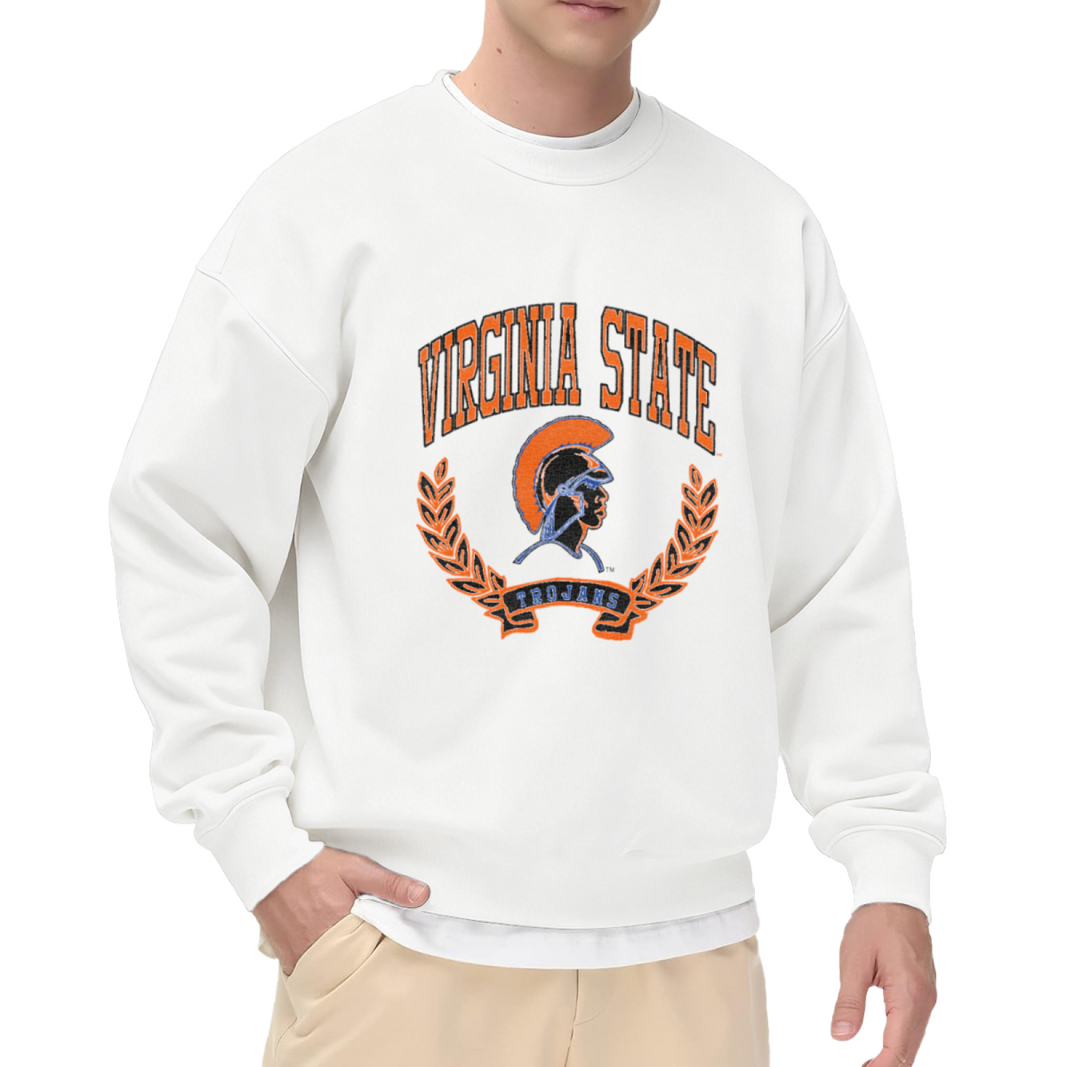 Vintage Virginia State Trojans HBCU Spirit Crewneck Sweatshirt
