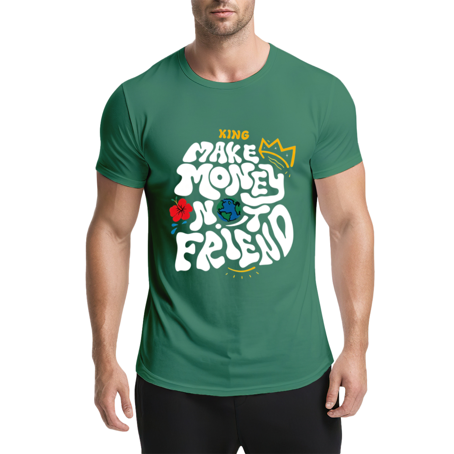 Make Money Not Friends Retro Groovy Hustle King Tee