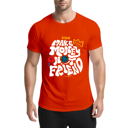 Make Money Not Friends Retro Groovy Hustle King Tee