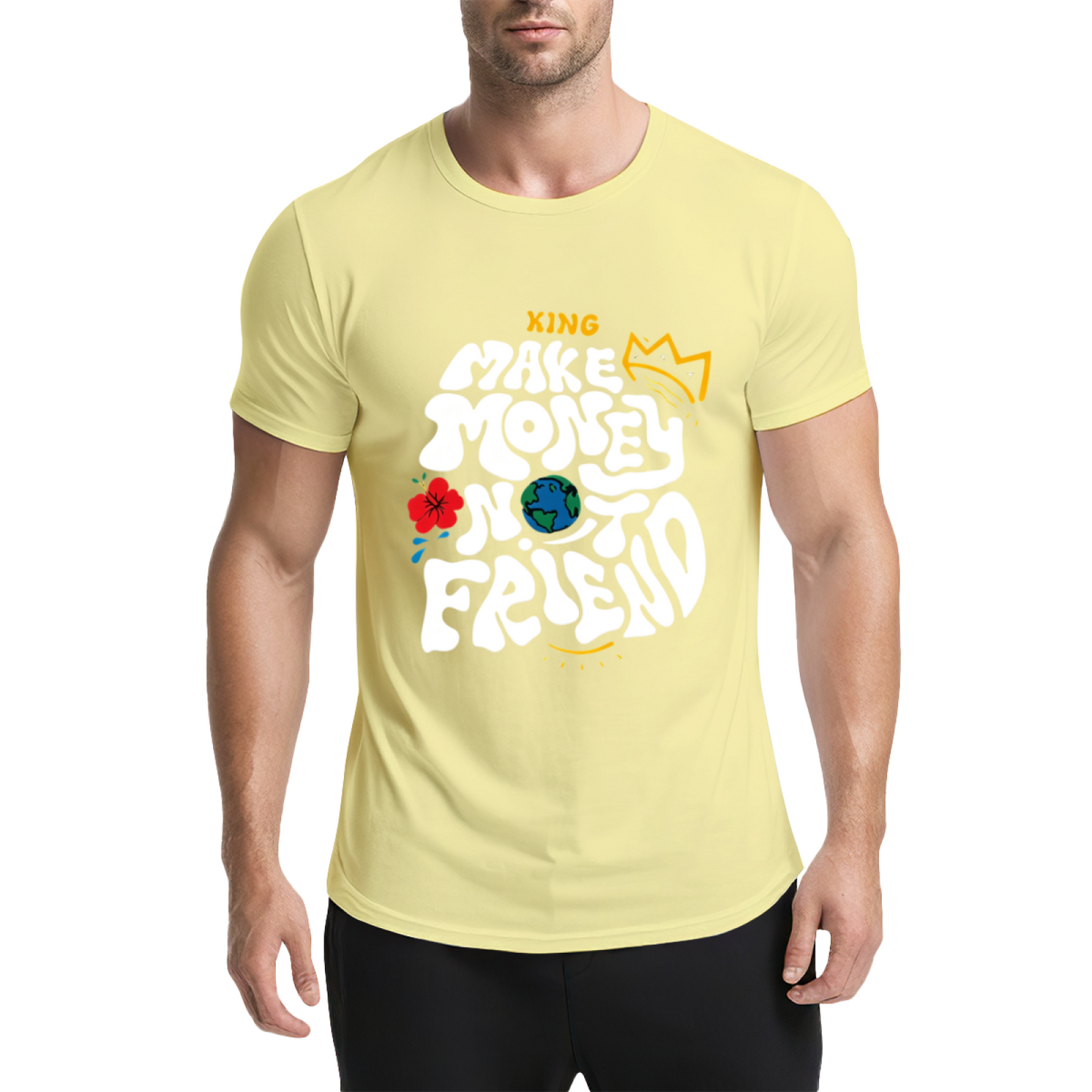 Make Money Not Friends Retro Groovy Hustle King Tee