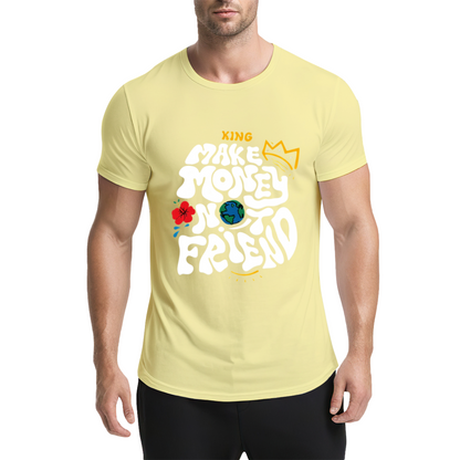 Make Money Not Friends Retro Groovy Hustle King Tee