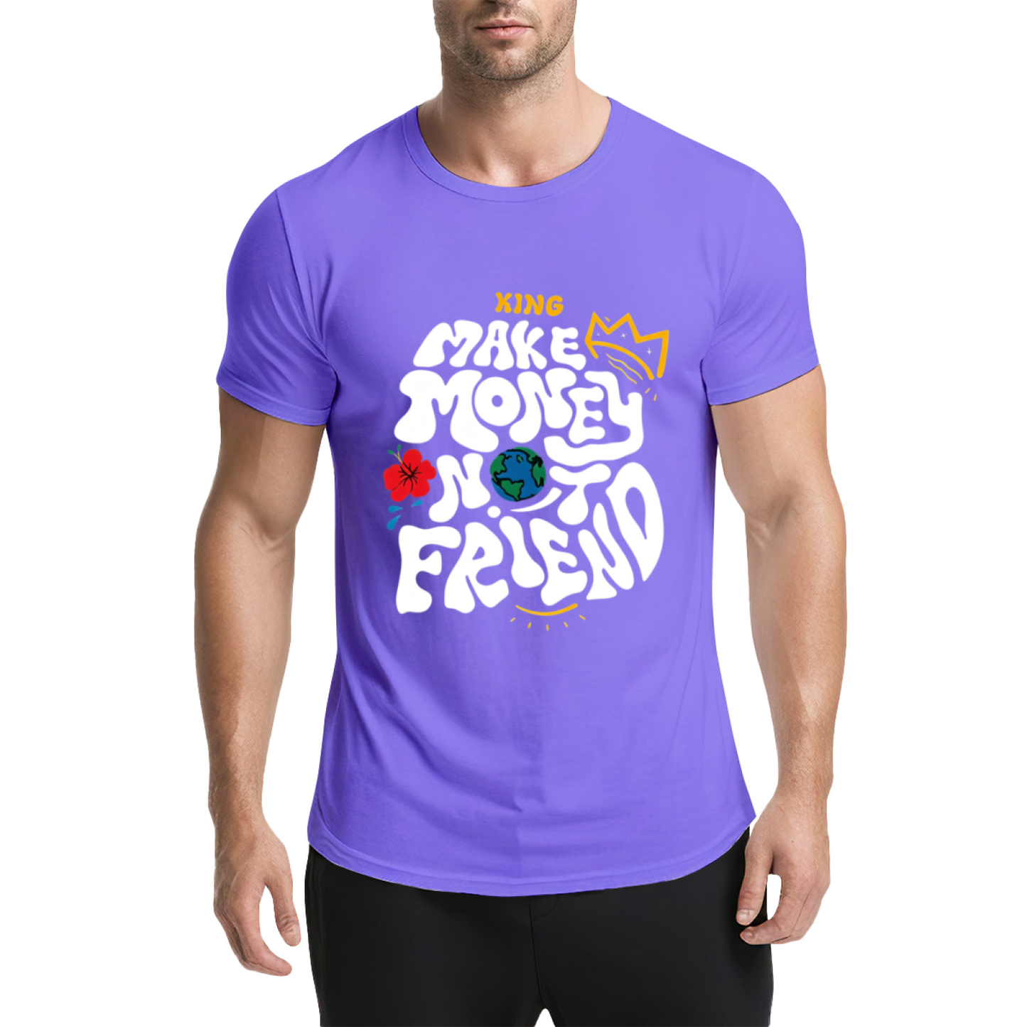 Make Money Not Friends Retro Groovy Hustle King Tee