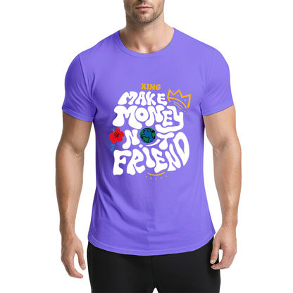 Make Money Not Friends Retro Groovy Hustle King Tee