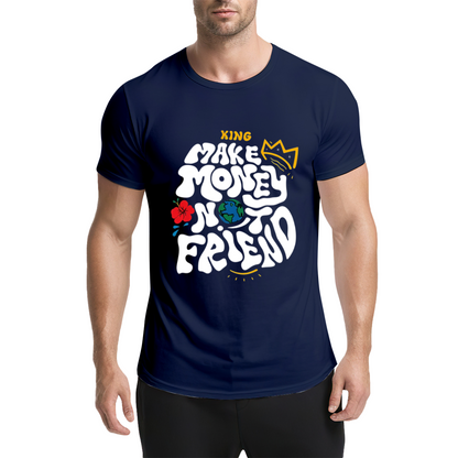 Make Money Not Friends Retro Groovy Hustle King Tee
