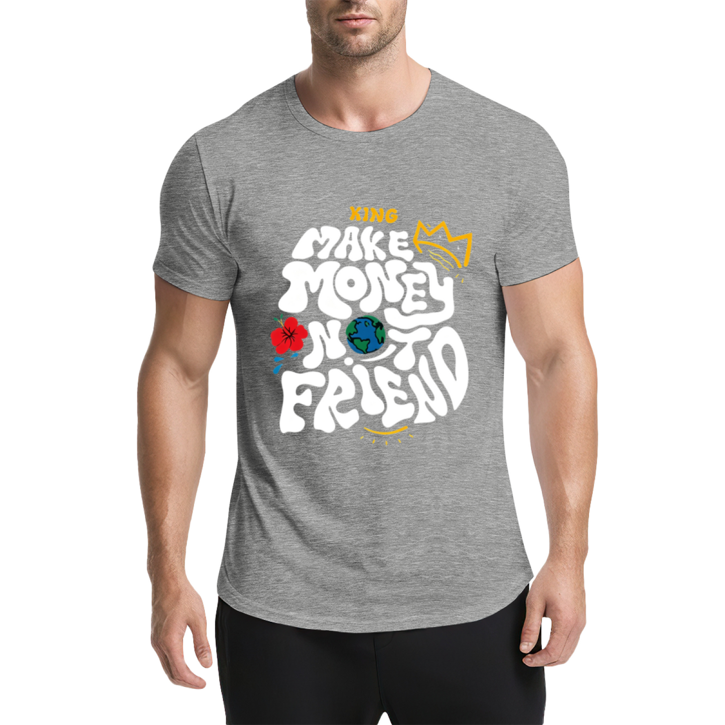 Make Money Not Friends Retro Groovy Hustle King Tee