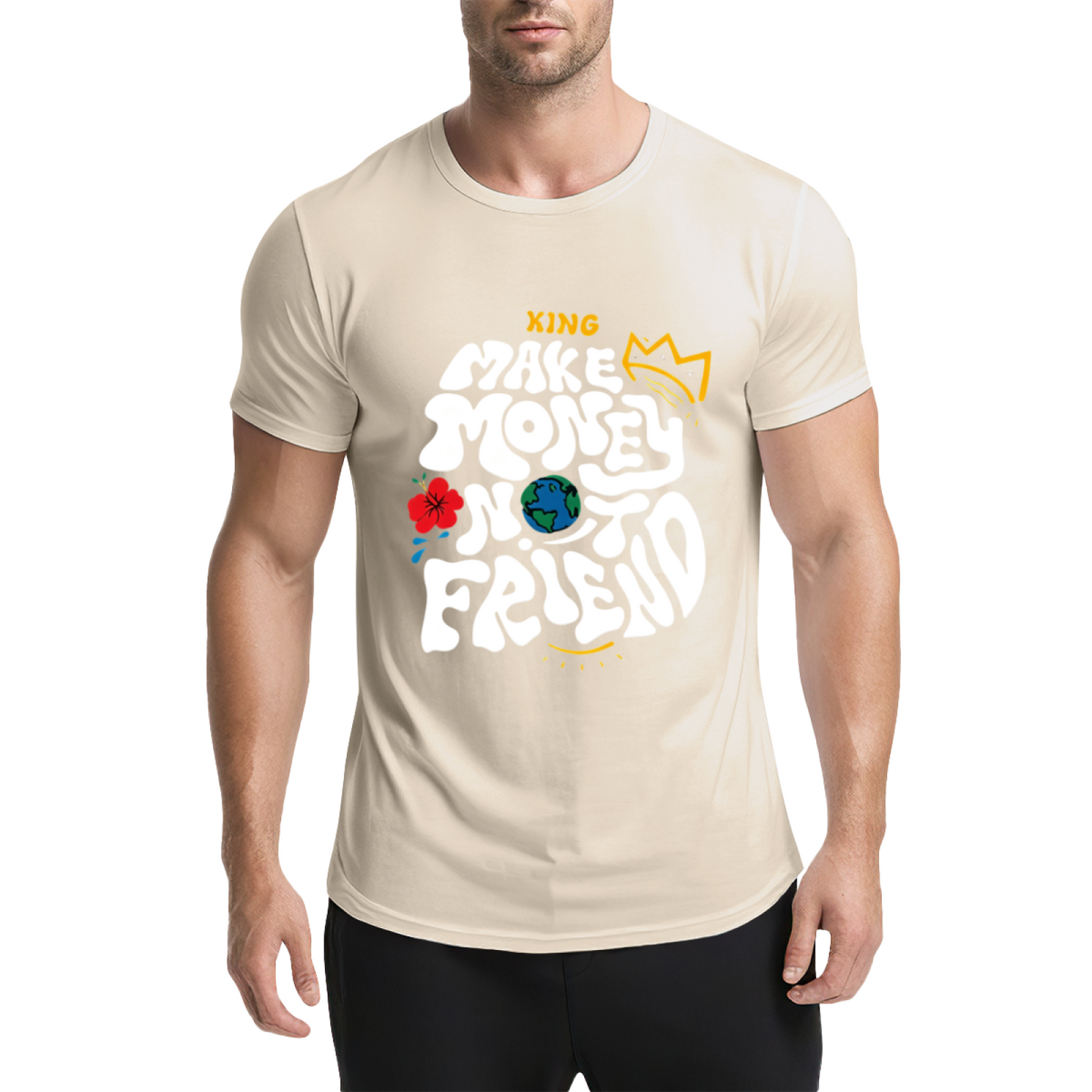 Make Money Not Friends Retro Groovy Hustle King Tee