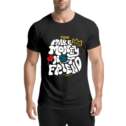 Make Money Not Friends Retro Groovy Hustle King Tee