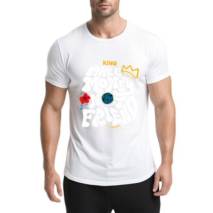 Make Money Not Friends Retro Groovy Hustle King Tee