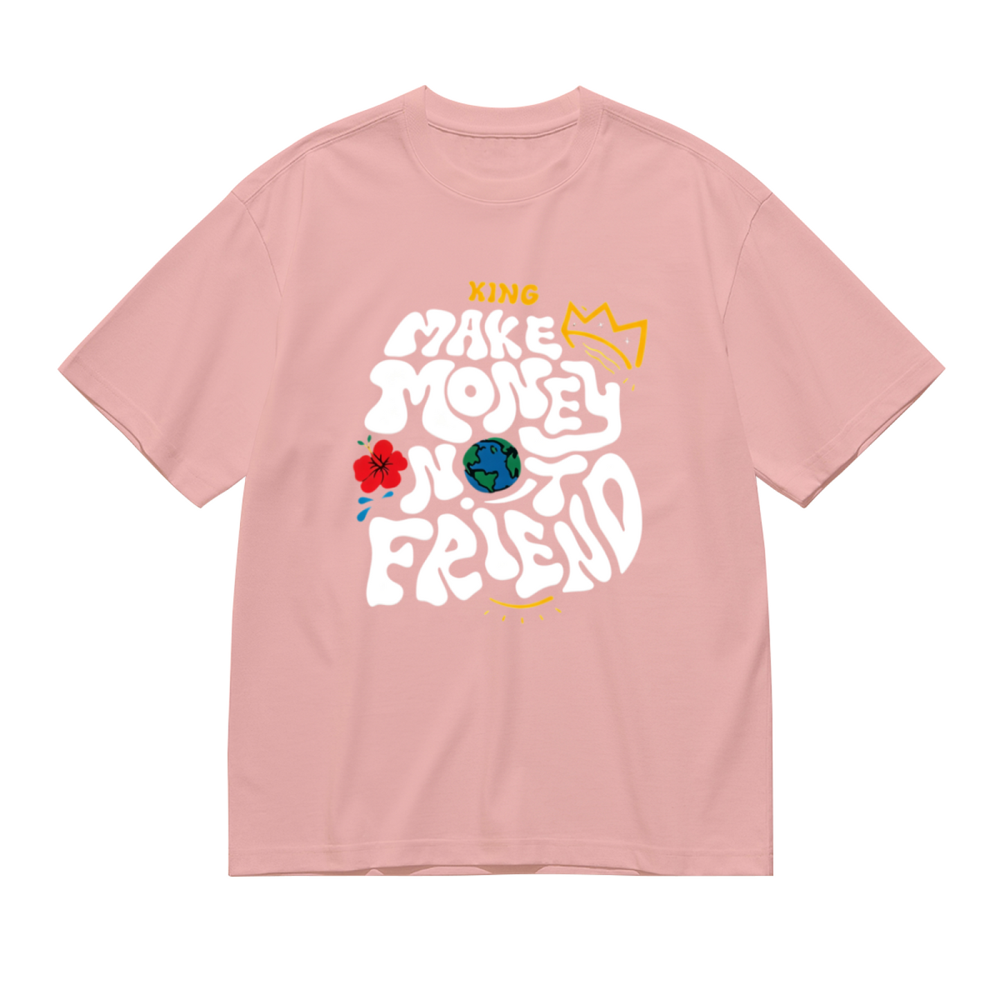 Make Money Not Friends Retro Groovy Hustle King Tee