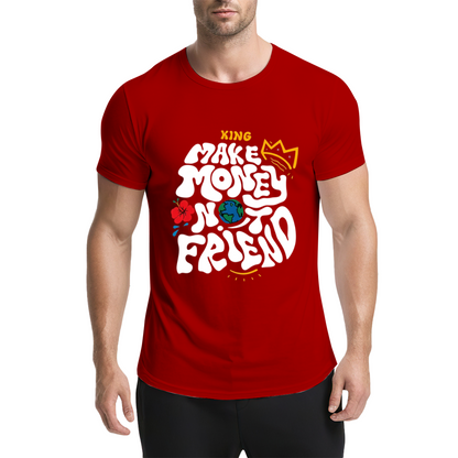 Make Money Not Friends Retro Groovy Hustle King Tee