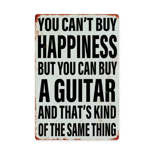 Guitar Lover Vintage Metal Tin Sign You Can¡¯t Buy Happiness Retro Music Wall Art