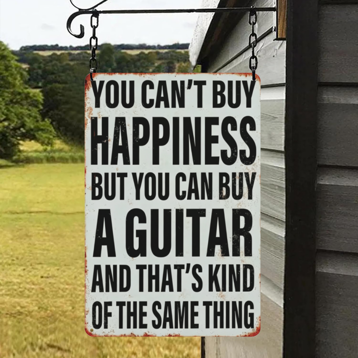 Guitar Lover Vintage Metal Tin Sign You Can¡¯t Buy Happiness Retro Music Wall Art