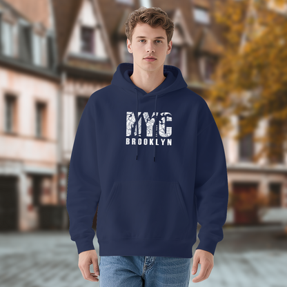 NYC Brooklyn City Map Text Print Navy Hoodie