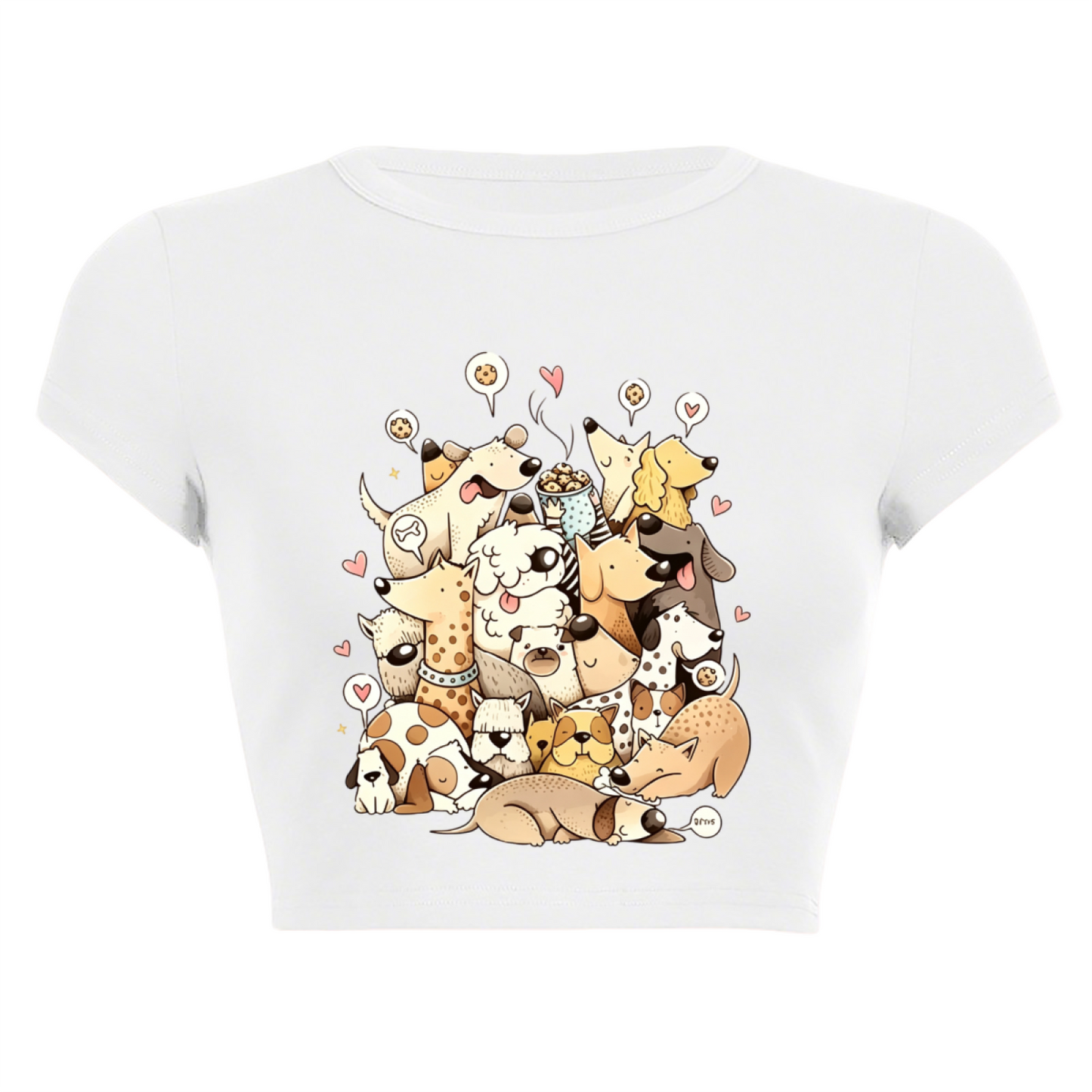 Pile of Cute Puppies Doodle Y2K Crop Top