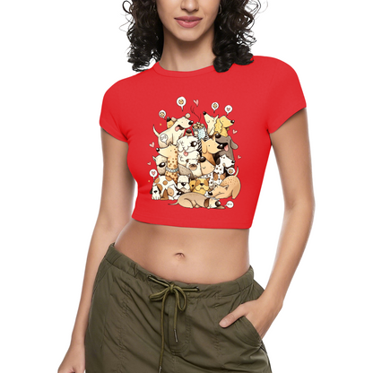 Pile of Cute Puppies Doodle Y2K Crop Top