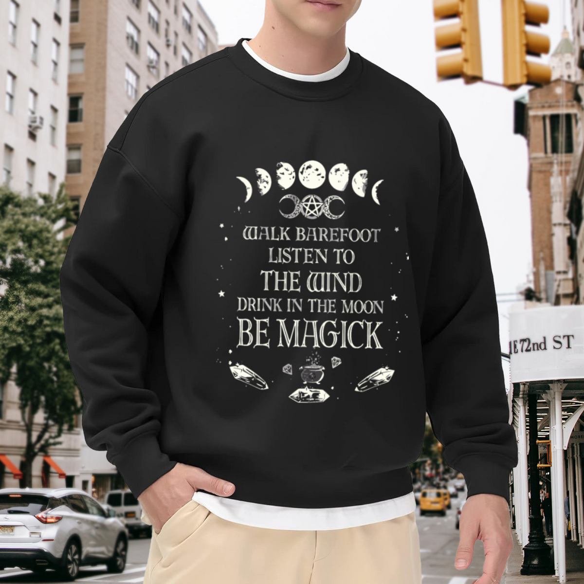 Witchy Moon Phase Be Magick Crewneck Sweatshirt