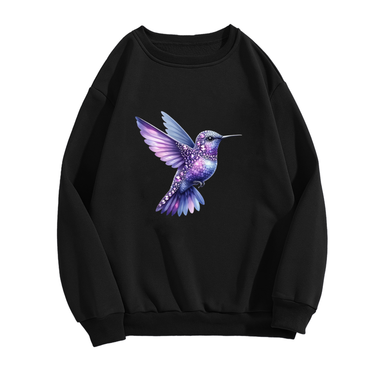 Sparkling Galaxy Purple?Blue Hummingbird Crewneck Sweatshirt
