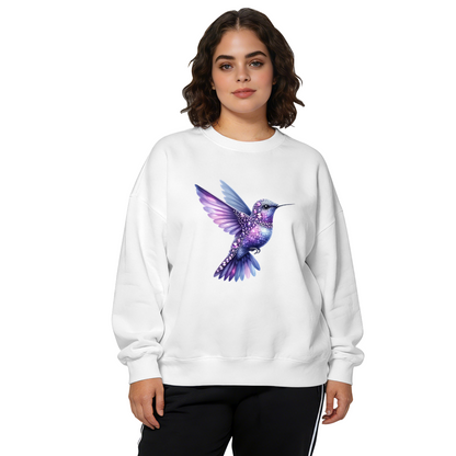 Sparkling Galaxy Purple?Blue Hummingbird Crewneck Sweatshirt