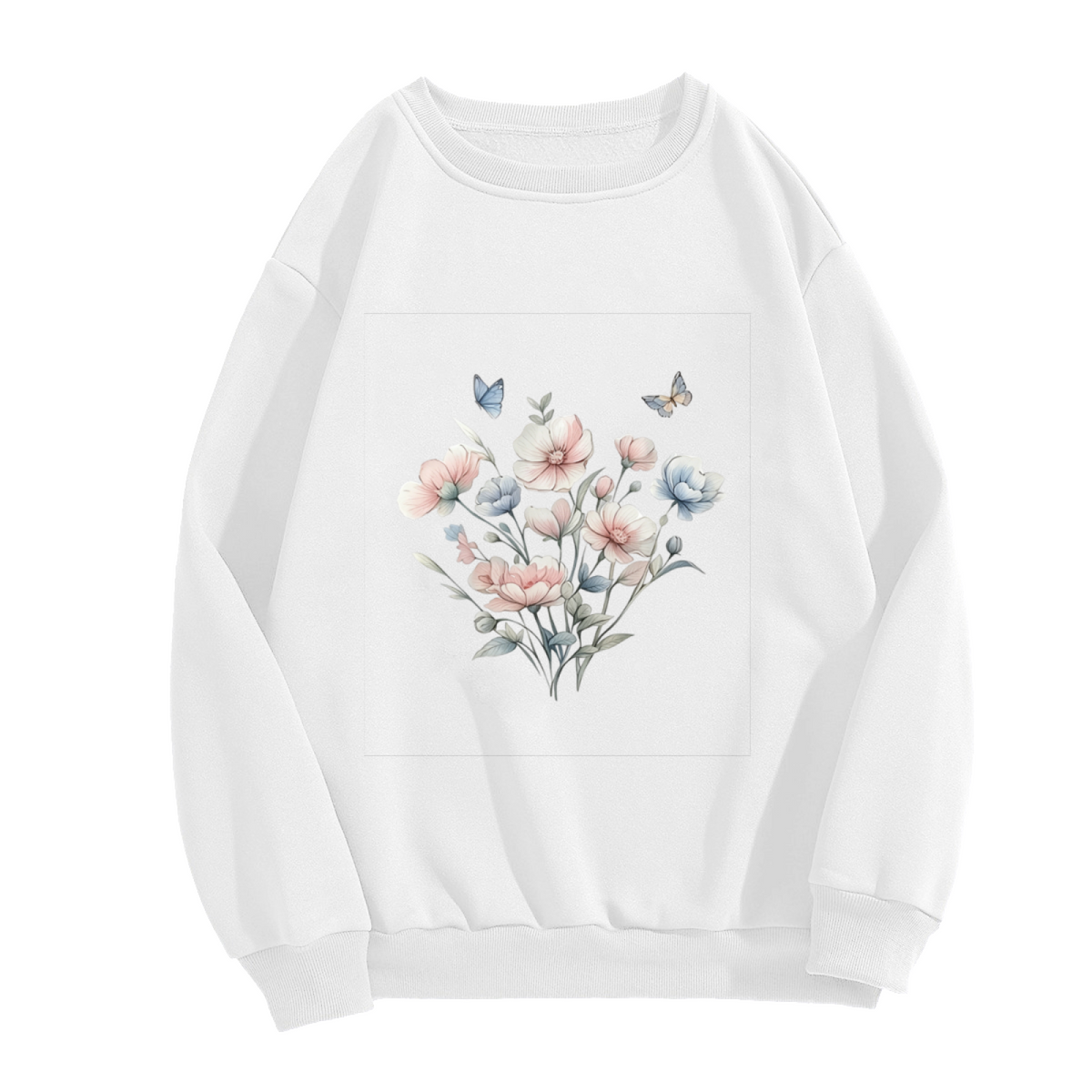 Soft Watercolor Pastel Floral Bouquet Crewneck Sweatshirt