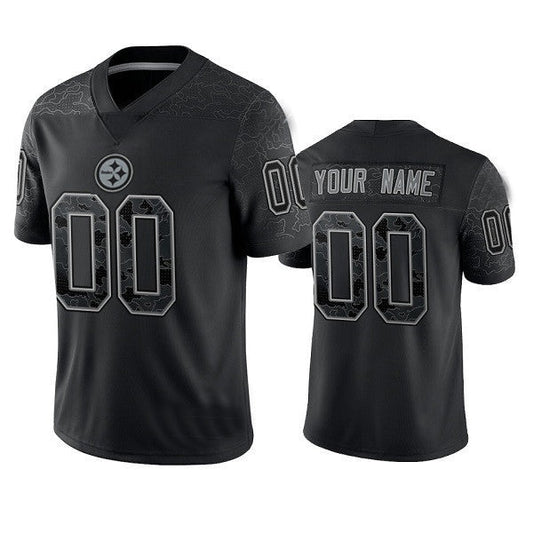 Custom1 Pittsburgh Steelers Active Player  Reflective Limited Stitched Jerseys Black Football Jerseys