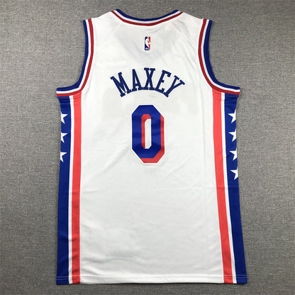 Men's Philadelphia 76ers Tyrese Maxey White Fastbreak Replica Player Jerseys