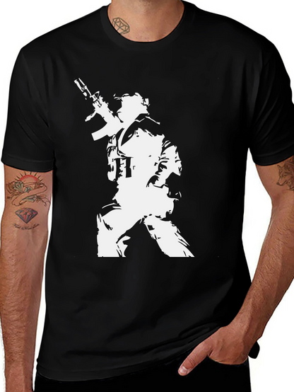 Tactical Soldier Graphic Tee - Black