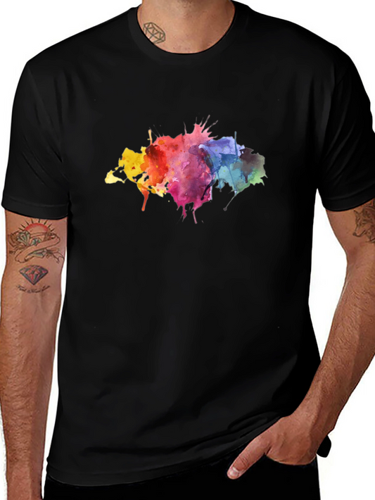 Watercolor Splash Graphic Black T-Shirt
