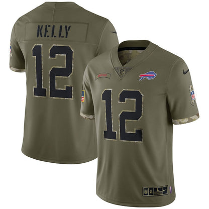 Jim Kelly Buffalo Bills 2022 Salute To Service Retired Player Limited Jersey - Olive