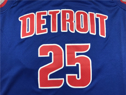Men's Detroit Pistons Derrick Rose Blue 2021/22 Fast Break Replica Jerseys
