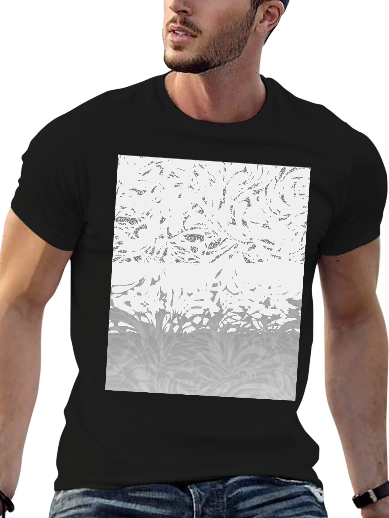 Abstract Pattern Black T-Shirt
