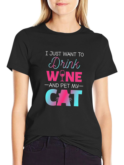 Drink Wine Pet Cat T-Shirt