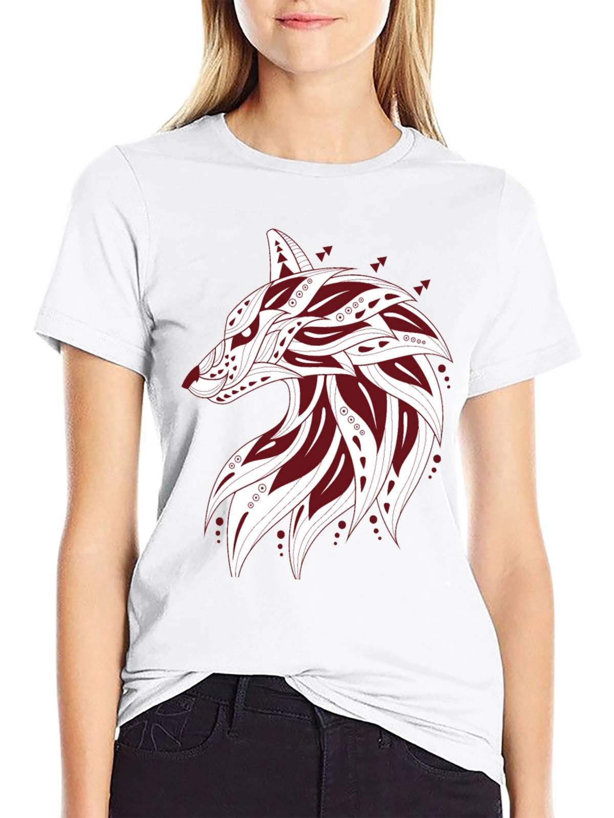 Tribal Wolf Graphic Tee - Mens Black T-Shirt