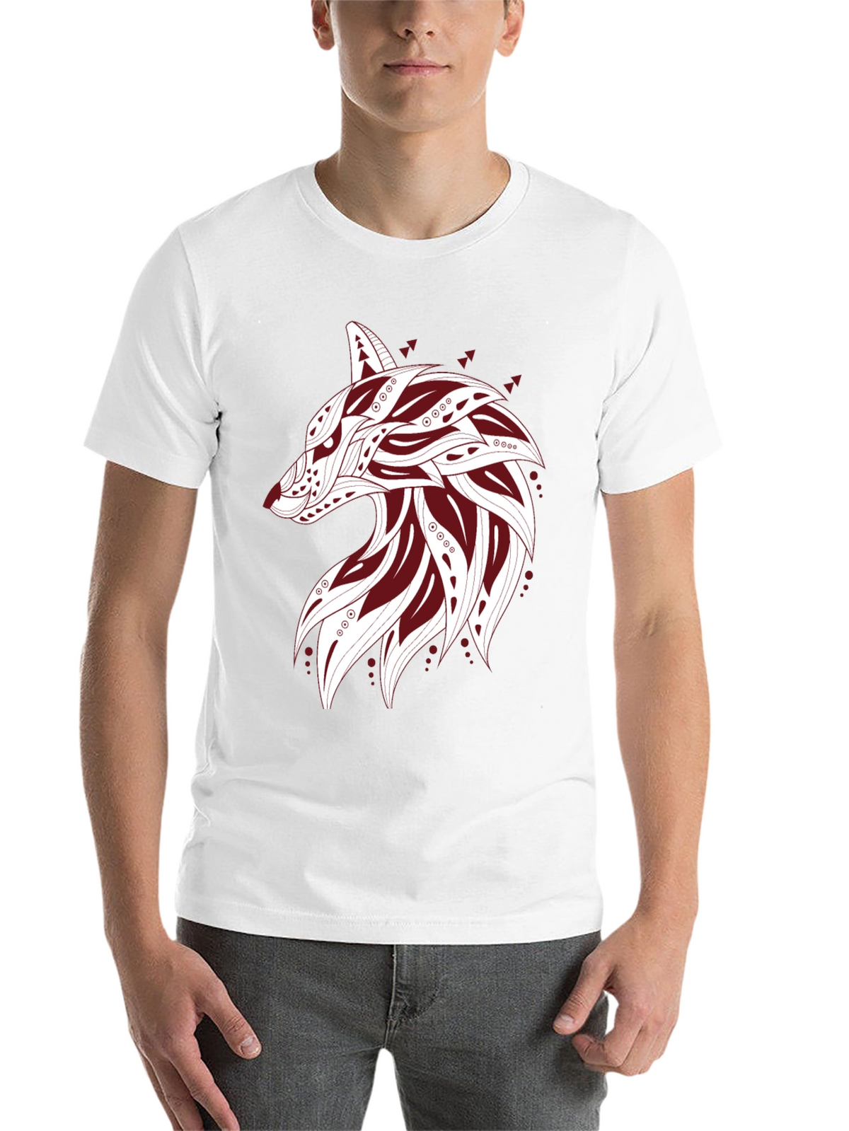 Tribal Wolf Graphic Tee - Mens Black T-Shirt