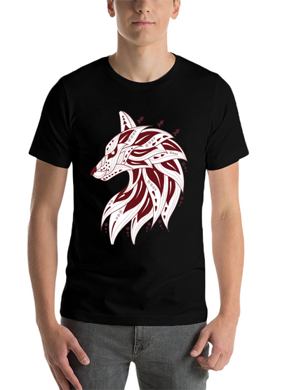 Tribal Wolf Graphic Tee - Mens Black T-Shirt