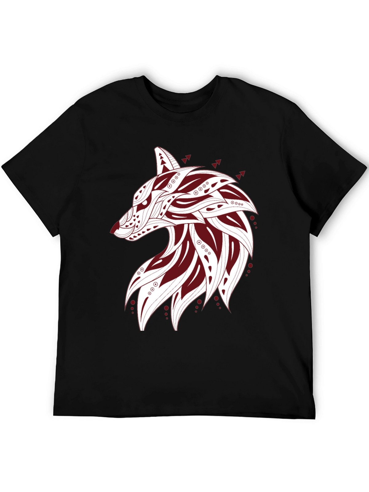 Tribal Wolf Graphic Tee - Mens Black T-Shirt