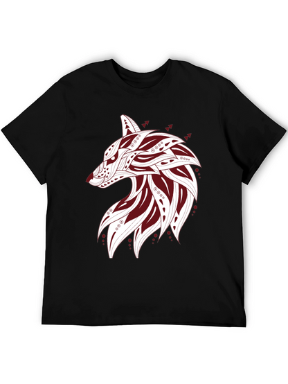 Tribal Wolf Graphic Tee - Mens Black T-Shirt
