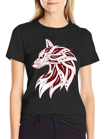 Tribal Wolf Graphic Tee - Mens Black T-Shirt