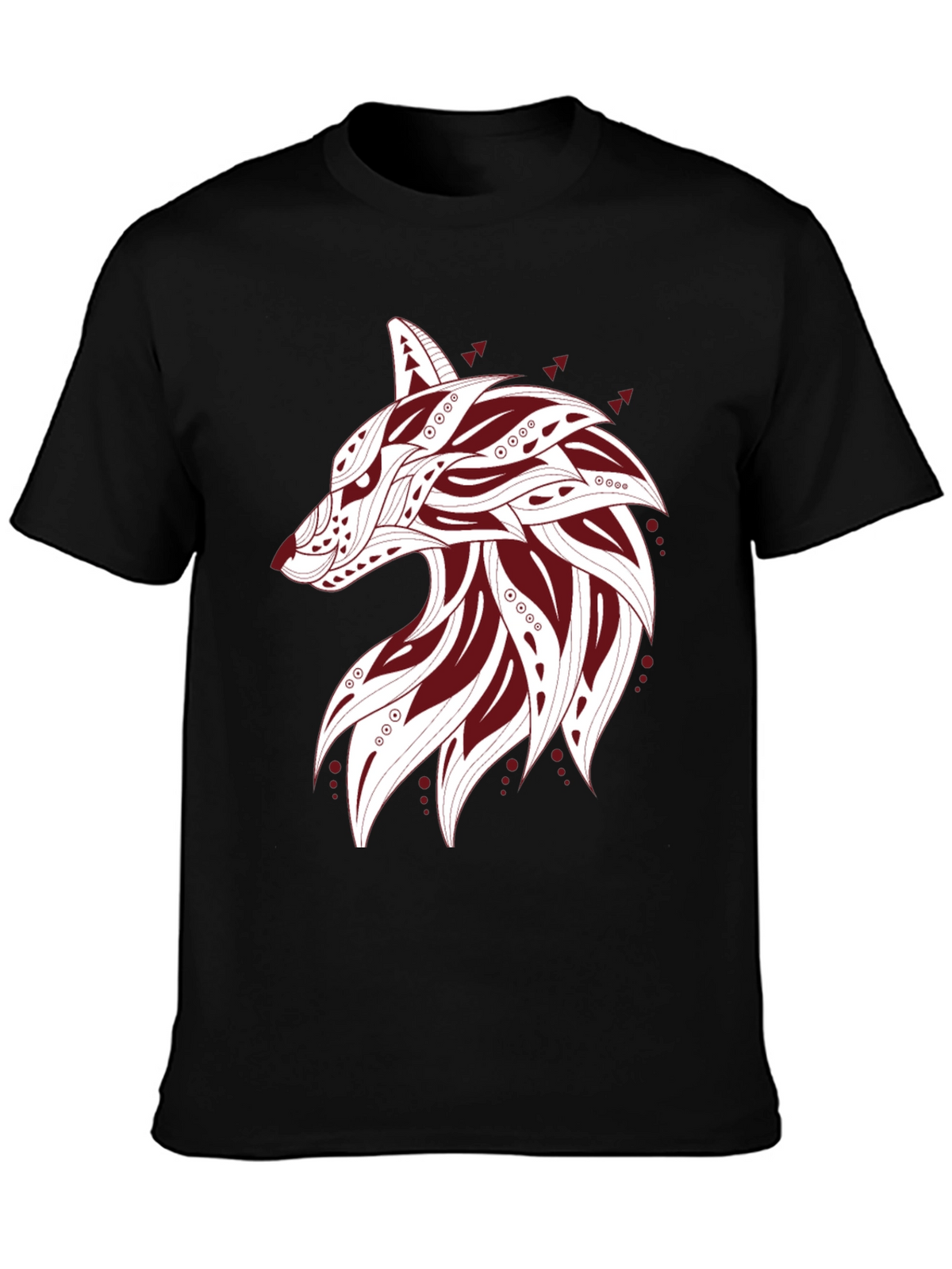 Tribal Wolf Graphic Tee - Mens Black T-Shirt