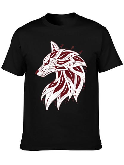 Tribal Wolf Graphic Tee - Mens Black T-Shirt