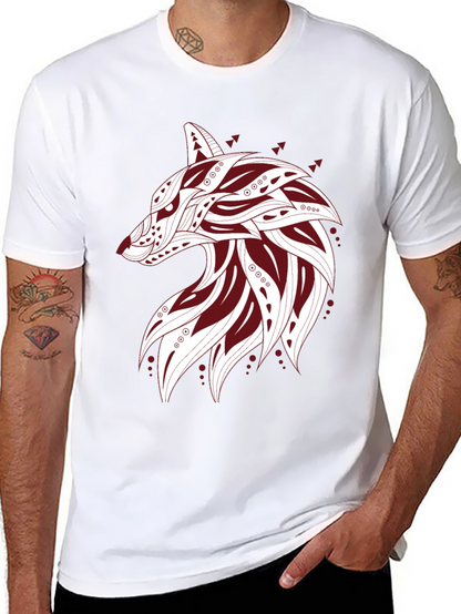 Tribal Wolf Graphic Tee - Mens Black T-Shirt