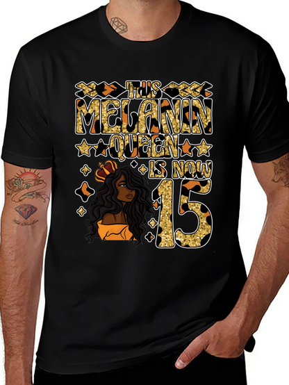Melanin Queen 15th Birthday T-Shirt