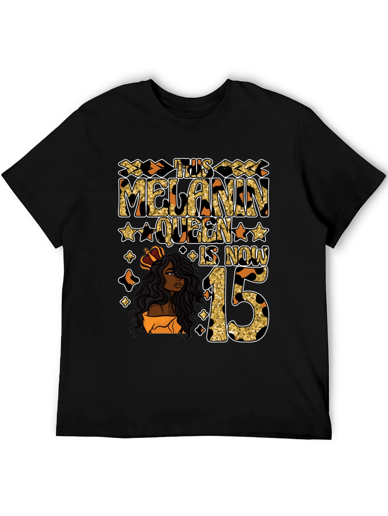Melanin Queen 15th Birthday T-Shirt