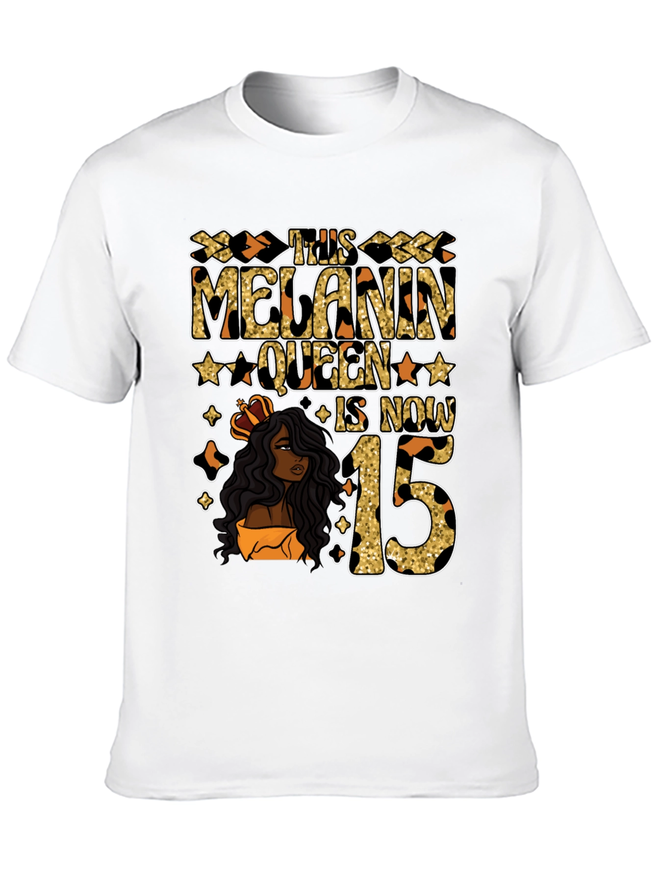 Melanin Queen 15th Birthday T-Shirt