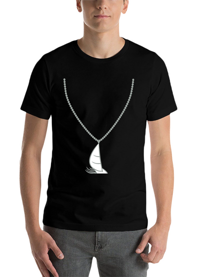 Nautical Sailboat Necklace Graphic Tee - Black