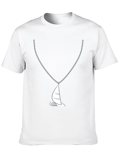 Nautical Sailboat Necklace Graphic Tee - Black